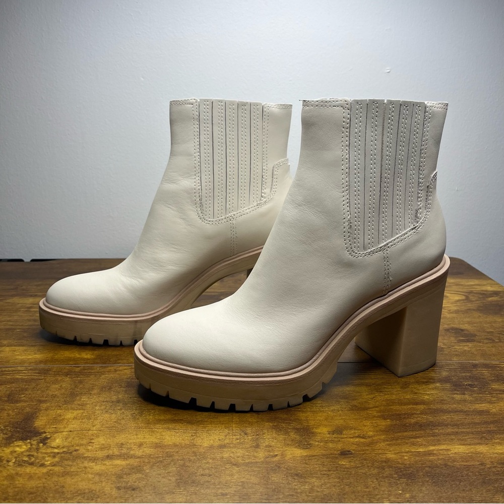 Dolce Vita Cream Caster Block Heel Booties